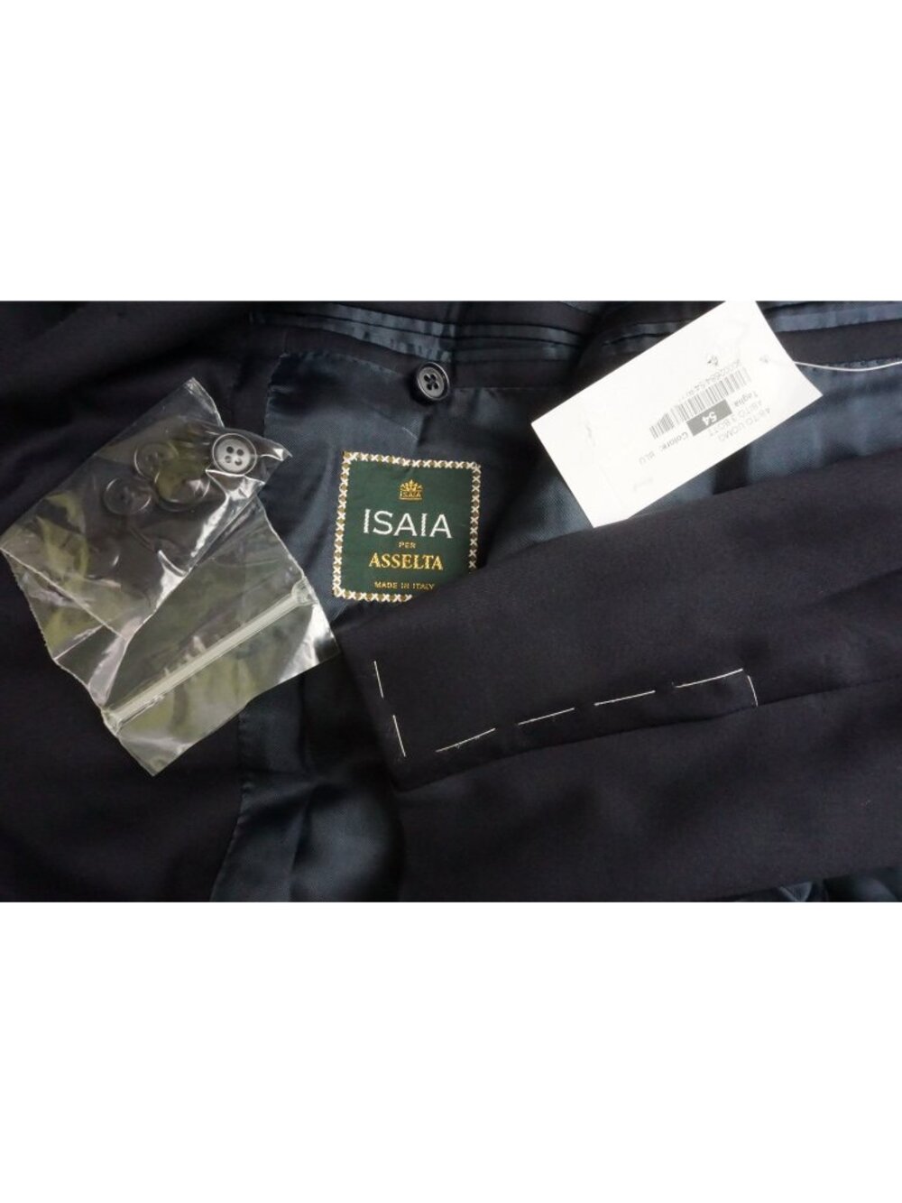 Isaia Patrizio Solid Navy Blue 100% Wool 2 Pc Suit Jacket Pants Sz 44R NEW